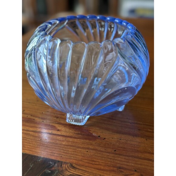 Vintage Elegant Glass Cambridge Blue Caprice Footed Rose Bowl 4.5" Tall - Picture 5 of 16